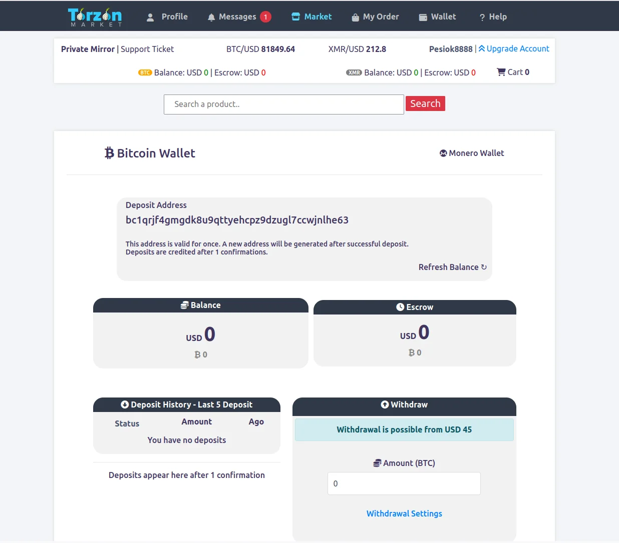 Escrow System on Torzon Market